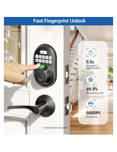 Cerradura Electrónica Veise RZ02B con Huella Dactilar y 2 Manijas 2