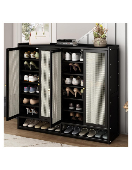 Armario de Zapatos BVOUVOI 8 Niveles Bambú Negro 119.9x34.8x107.2cm Armario de Zapatos BVOUVOI 8 Niveles Bambú Negro 119.9x34.8x107.2cm