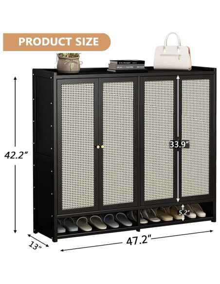 Armario de Zapatos BVOUVOI 8 Niveles Bambú Negro 119.9x34.8x107.2cm Armario de Zapatos BVOUVOI 8 Niveles Bambú Negro 119.9x34.8x107.2cm