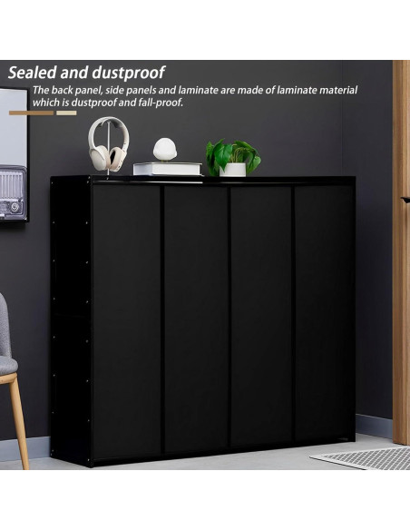 Armario de Zapatos BVOUVOI 8 Niveles Bambú Negro 119.9x34.8x107.2cm Armario de Zapatos BVOUVOI 8 Niveles Bambú Negro 119.9x34.8x107.2cm