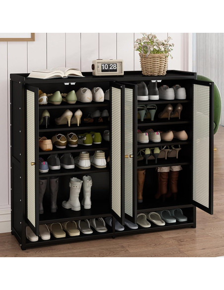 Armario de Zapatos BVOUVOI 8 Niveles Bambú Negro 119.9x34.8x107.2cm Armario de Zapatos BVOUVOI 8 Niveles Bambú Negro 119.9x34.8x107.2cm