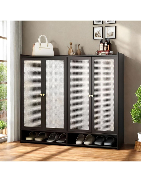 Armario de Zapatos BVOUVOI 8 Niveles Bambú Negro 119.9x34.8x107.2cm Armario de Zapatos BVOUVOI 8 Niveles Bambú Negro 119.9x34.8x107.2cm