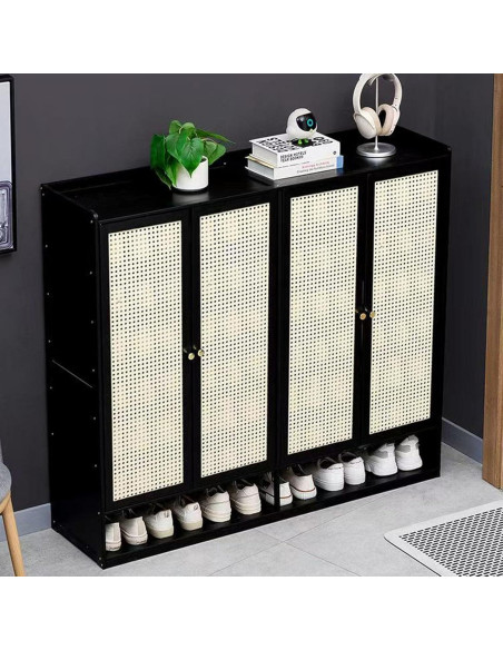 Armario de Zapatos BVOUVOI 8 Niveles Bambú Negro 119.9x34.8x107.2cm Armario de Zapatos BVOUVOI 8 Niveles Bambú Negro 119.9x34.8x107.2cm
