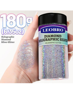 Brillo Fino Holográfico LEOBRO 180g para Manualidades y Uñas 2