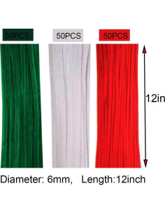 Juego de Limpiapipas de Navidad 150 Pcs Tppyony 30 cm 2