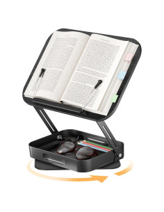Soporte de Libro Ajustable SupeDesk con Almacenamiento Negro