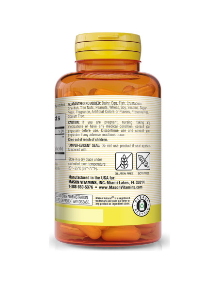 Cápsulas de Ginkgo Biloba Mason Vitamins 125 mg 180 Unidades Cápsulas de Ginkgo Biloba Mason Vitamins 125 mg 180 Unidades