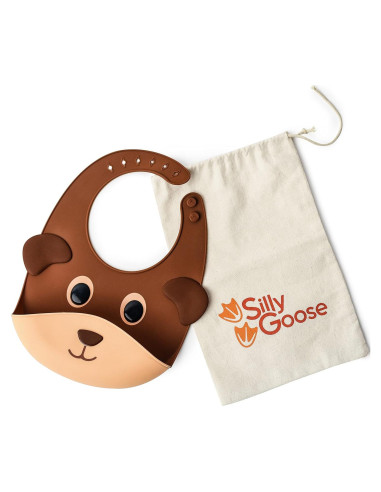 Babero de Silicona Silly Goose con Bolsillo Recolector Oso