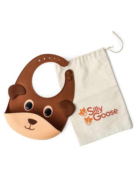 Babero de Silicona Silly Goose con Bolsillo Recolector Oso