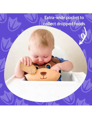 Babero de Silicona Silly Goose con Bolsillo Recolector Oso