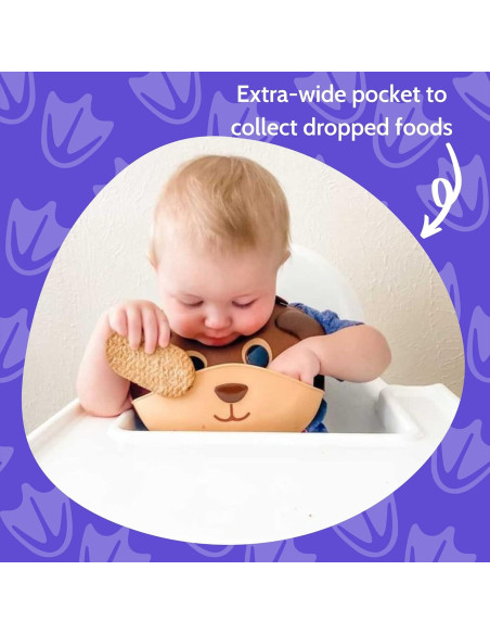 Babero de Silicona Silly Goose con Bolsillo Recolector Oso