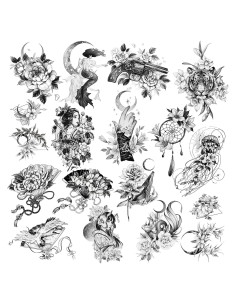 Kit de Tatuajes Temporales Grandes Roarhowl - 16 Hojas 12x17cm