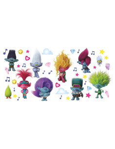 Calcomanías de Pared RoomMates Trolls 3 Brillantes 31 Piezas