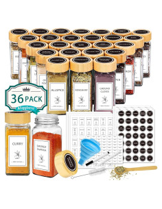 Frascos de Especias Aliggbent 36 Pcs 113 ml Vidrio con Tapas