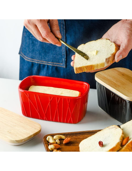 Plato de Mantequilla KOOV Grande de Porcelana con Tapa de Roble