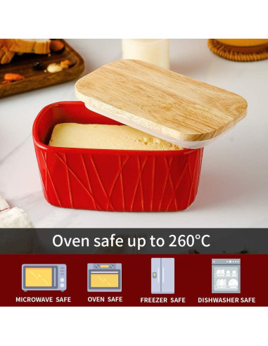 Plato de Mantequilla KOOV Grande de Porcelana con Tapa de Roble