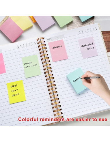 Paquete de 36 Notas Adhesivas HQCME 1.5x5 cm 2160 Hojas Pastel