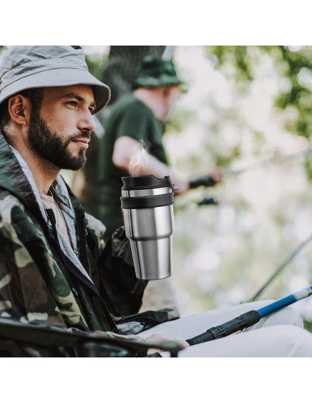 Taza de Café Aislada ALOUFEA 20 oz Acero Inoxidable Negro