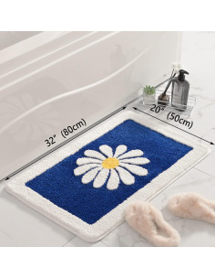 Alfombra de Baño Antideslizante Dorruger 50x81 cm Floral Azul 2