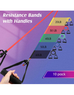 Set de 10 Bandas de Resistencia Shappy con Mangos - Multicolor 2