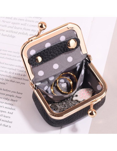 Caja de Joyería Mini de Cuero Genuino BOXOB - Negro