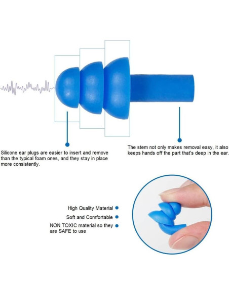 50 Pares de Tapones de Silicona Quality Plugs Reutilizables Impermeables