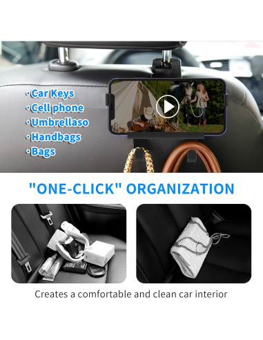 Gancho Oculto 2 en 1 SunlightXS para Reposacabezas de Coche