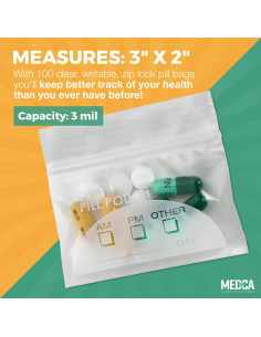 Bolsas Organizadoras de Pastillas MEDca 100 Unidades 7.62x5.08cm 2