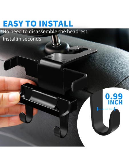 Gancho Oculto 2 en 1 SunlightXS para Reposacabezas de Coche