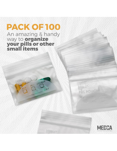 Bolsas Organizadoras de Pastillas MEDca 100 Unidades 7.62x5.08cm