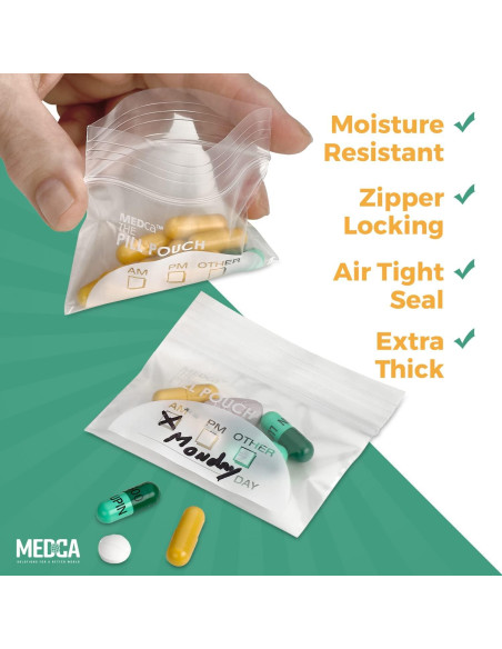 Bolsas Organizadoras de Pastillas MEDca 100 Unidades 7.62x5.08cm