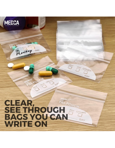 Bolsas Organizadoras de Pastillas MEDca 100 Unidades 7.62x5.08cm