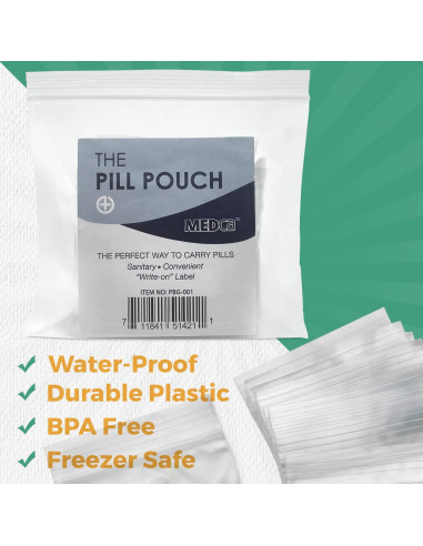 Bolsas Organizadoras de Pastillas MEDca 100 Unidades 7.62x5.08cm