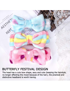 Diademas de Maquillaje Coral Fleece 8 Piezas con Lazo 2