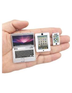 Paquete 3 Accesorios Muñecas: Laptop, Tableta, Teléfono Plata