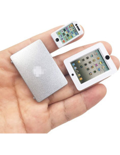Paquete 3 Accesorios Muñecas: Laptop, Tableta, Teléfono Plata 2
