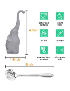 Juego de Infusores de Té Numola Elefante Silicona Reutilizable 2