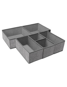 Organizador de Cajones Plegable Criusia - 6 Bins Gris