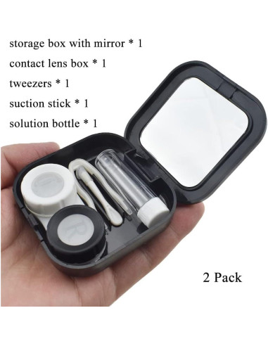 Estuche para Lentes de Contacto HAHIYO Kit Negro 2 Piezas