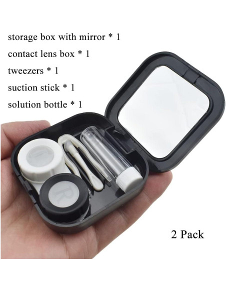 Estuche para Lentes de Contacto HAHIYO Kit Negro 2 Piezas
