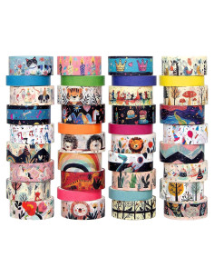 Juego de 39 Rollos de Cinta Washi Crafttliffee - Animales