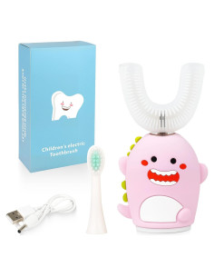 Cepillo de Dientes Eléctrico Infantil HUPO Dinosaurio Rosa 5 Modos