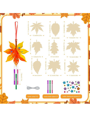 Kit de Campana de Viento de Madera Sealmic Otoño 27 Tubos