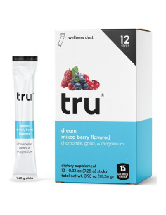Suplemento de Sueño Tru Dream en Polvo 12 Paquetes Sabor Frutos Rojos