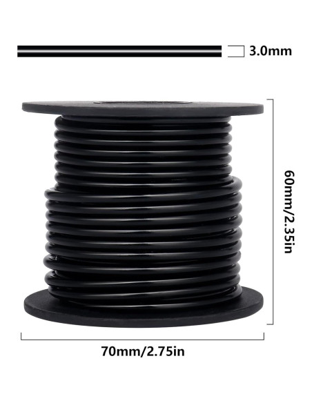 Alambre de Artesanía de Aluminio Negro 10m 3.0mm Cadikez