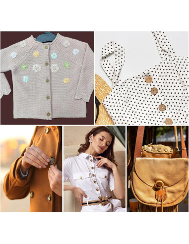 80 Botones de Madera Redondos uxcell 9mm Negro para Costura