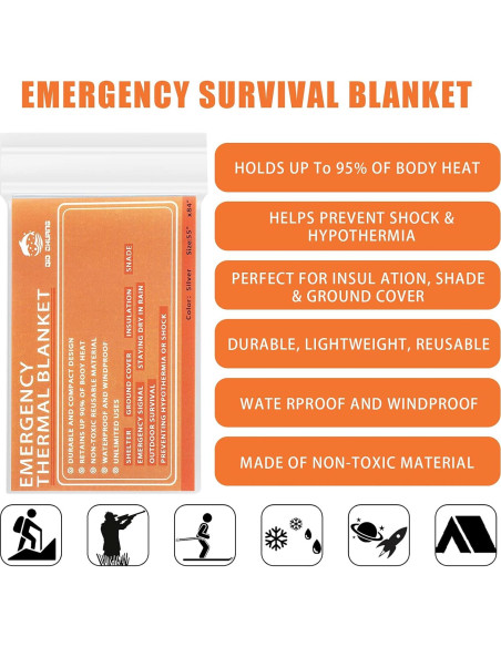 Mantitas Térmicas Mylar QIO CHUANG - Paquete de 6 para Emergencia Mantitas Térmicas Mylar QIO CHUANG - Paquete de 6 para Emergencia