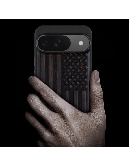 Funda de Madera Magnética Carveit para Google Pixel 9 - Bandera Americana Funda de Madera Magnética Carveit para Google Pixel 9 - Bandera Americana