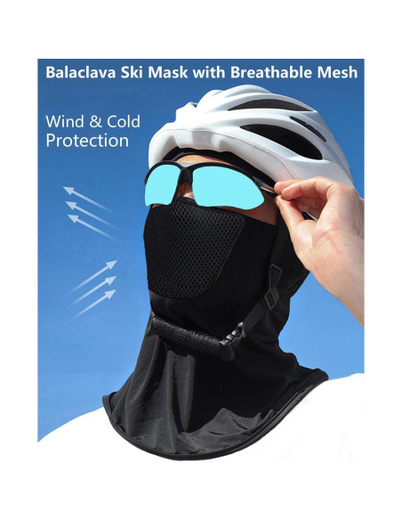 Máscara Balaclava Facial Negra para Esquí y Deportes al Aire Libre