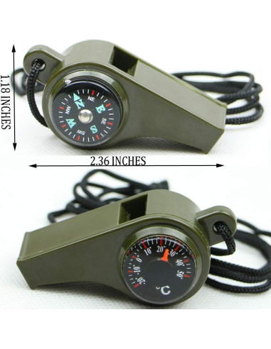 Silbato de Emergencia TTSAM 3 en 1 con Brújula y Termómetro